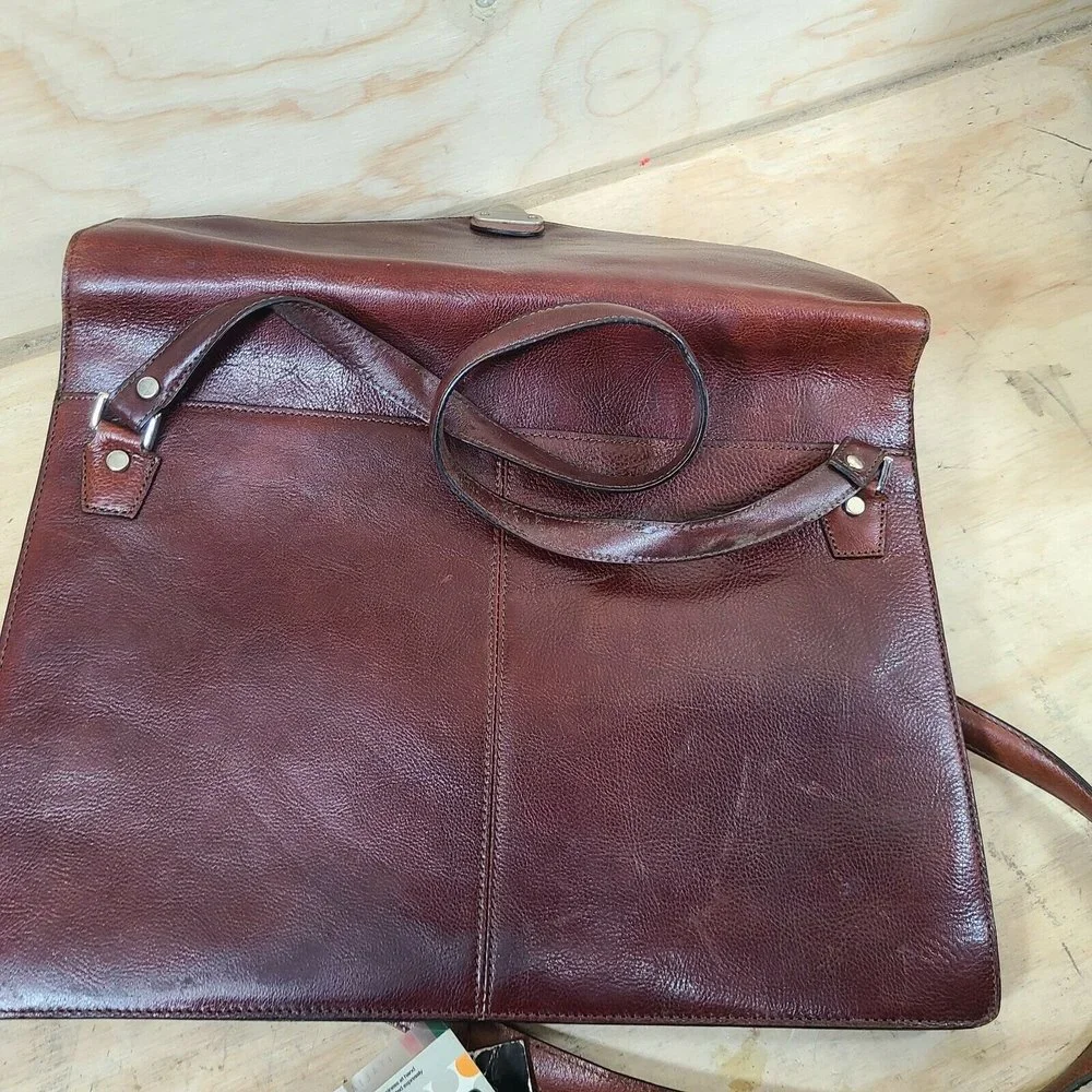 Wilsons Pelle Studio Genuine Leather Briefcase Reddish Brown Nwt Vintage Hipster